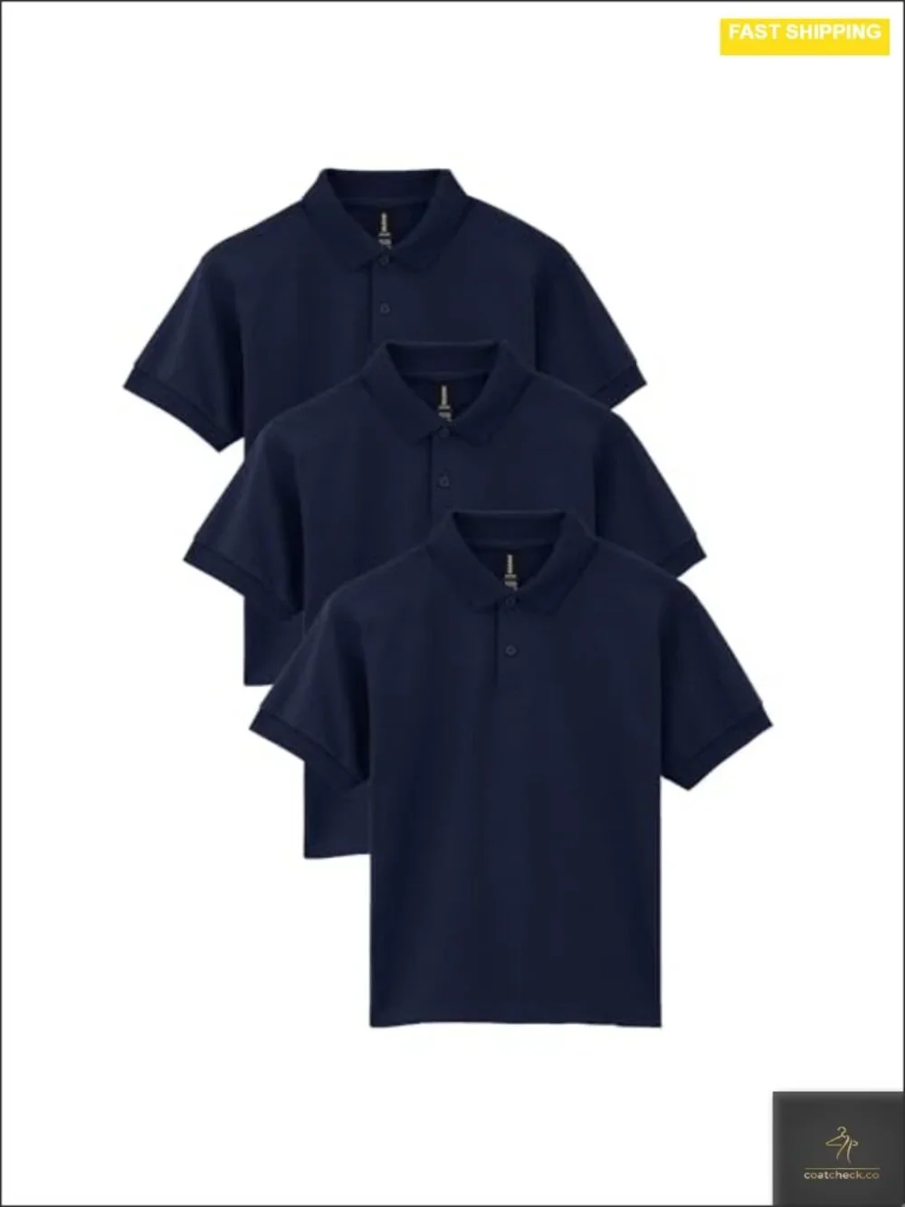 Kids 3-Pack Moisture-Wicking Short Sleeve Polo Shirts